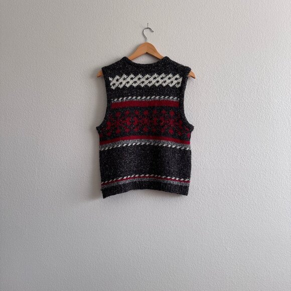 Vintage St John's Bay Speckled Nordic Fair Isle Zippered Sweater Vest - Medium - Picture 2 of 3
